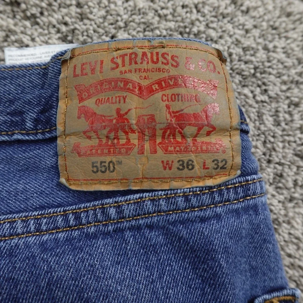 Levis Jeans Mens‎ 36X32 Dark Blue Denim Pants 550 Relaxed Tapered Casual Cotton